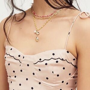 Free People Peach and Black Corset Top